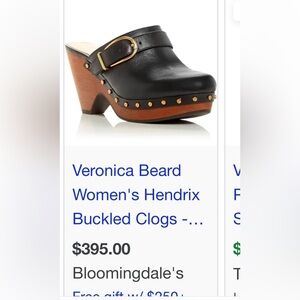 OFFERS WELCOMED Veronica Beard Black and Gold Mules with Wooden Heel SIZE 9